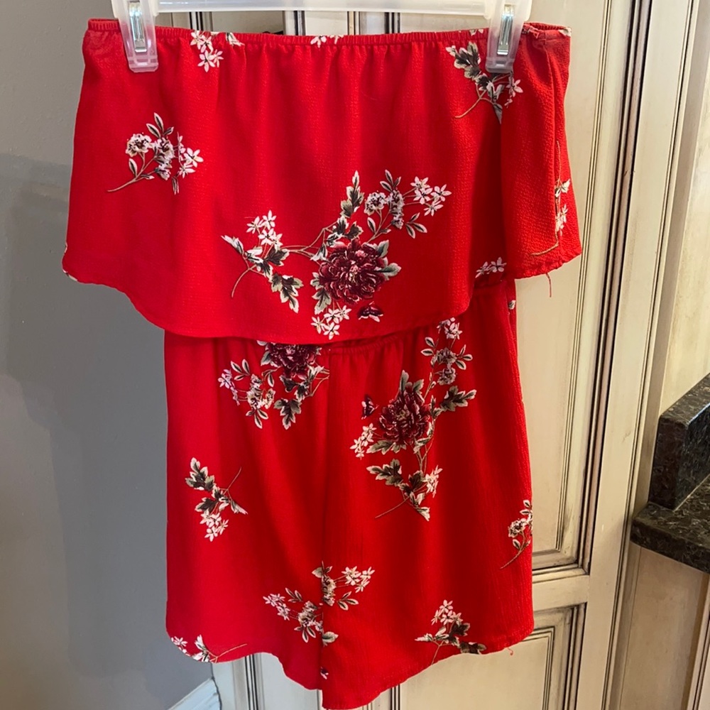 Red Floral Romper Size XS